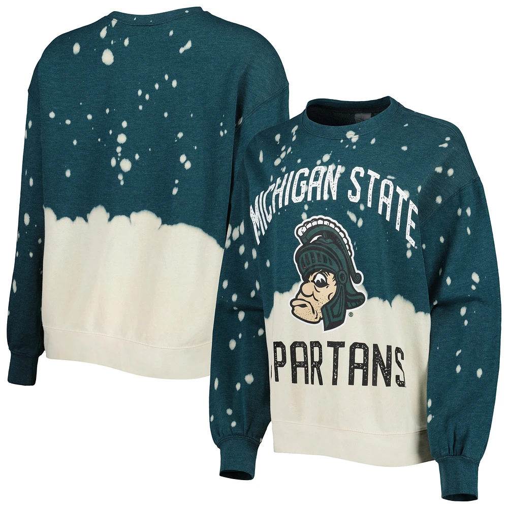 Gameday Couture pour femme vert Michigan State Spartans Twice As Nice délavé Dip-Dye pull à manches longues haut