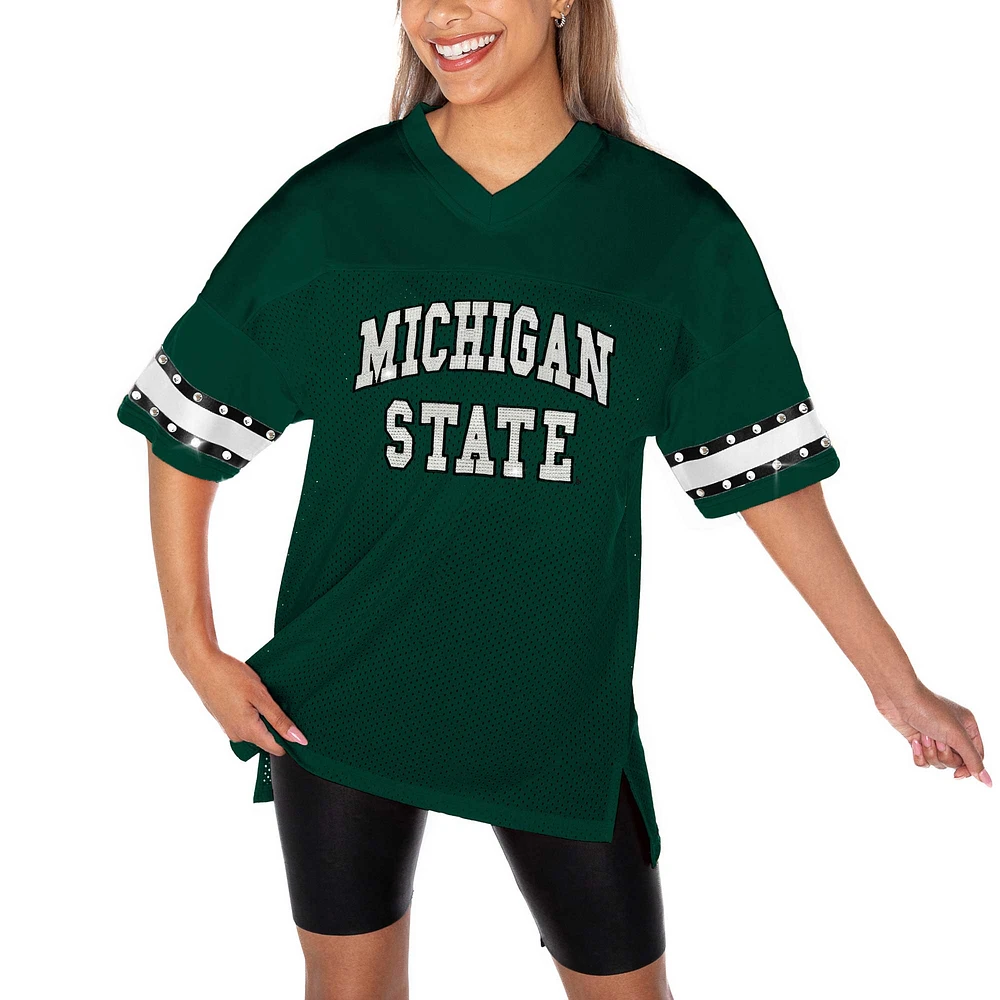 Women's Gameday Couture Green Michigan State Spartans Until Kickoff Rhinestone Fashion T-Shirt