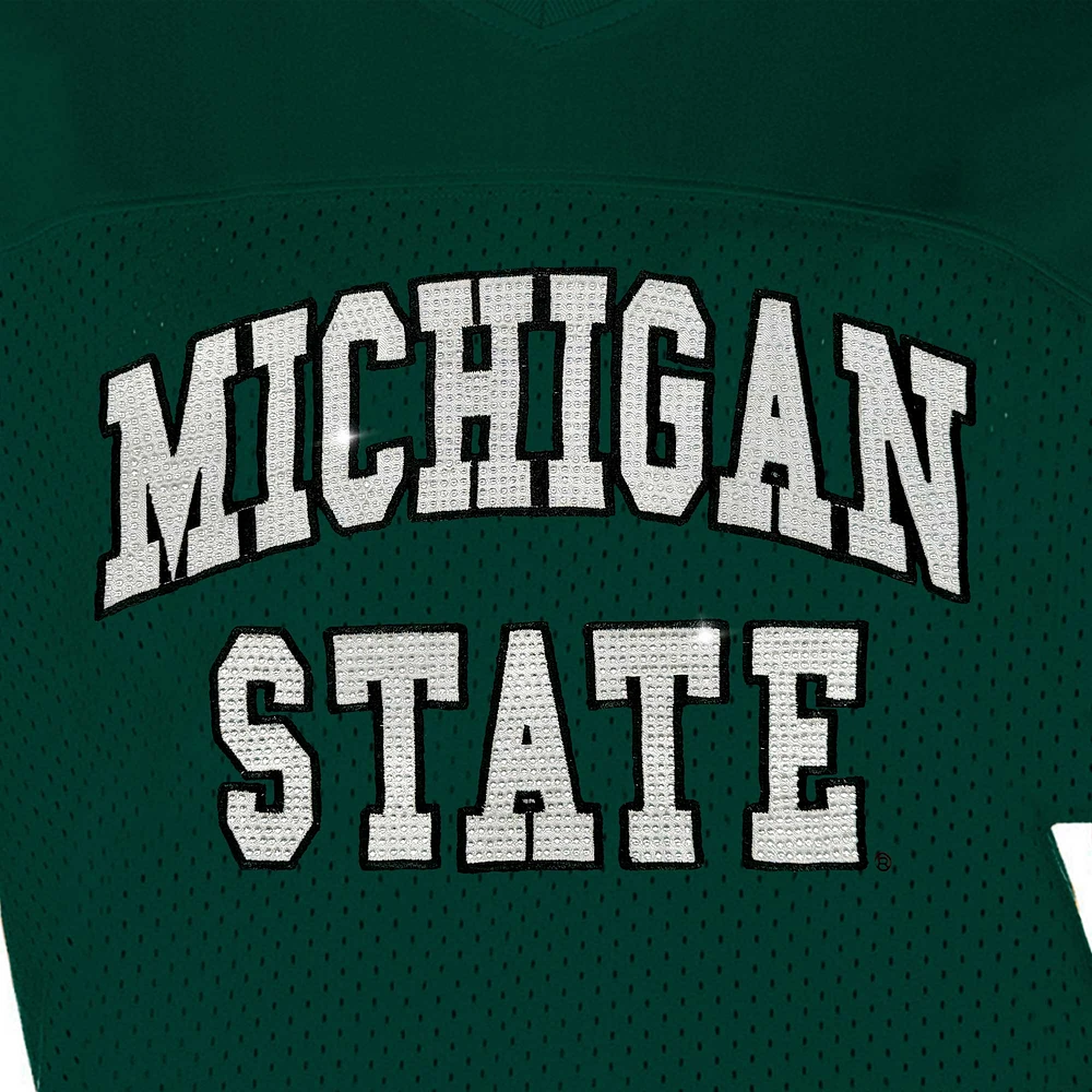 T-shirt à strass vert Gameday Couture pour femme des Spartans de l'État du Michigan jusqu'au coup d'envoi