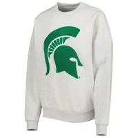 Sweat-shirt Gameday Couture Heather Ash Michigan State Spartans Chenille Patch Fleece pour femme