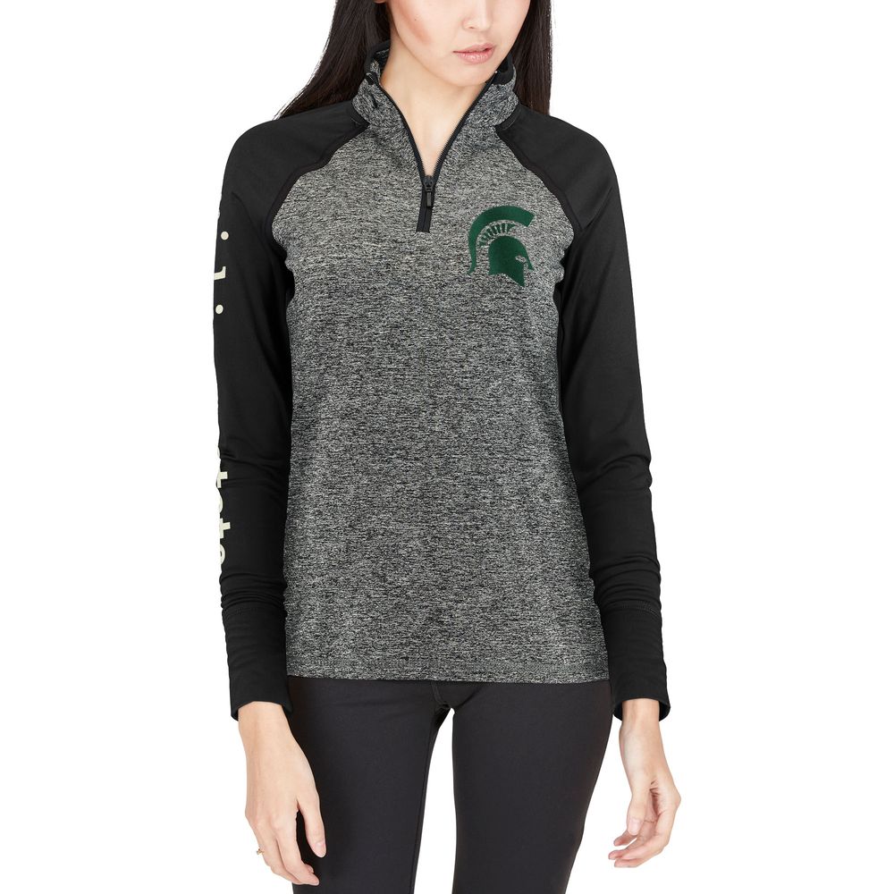 Women's Gray/Black Michigan State Spartans Finalist Quarter-Zip Pullover Jacket