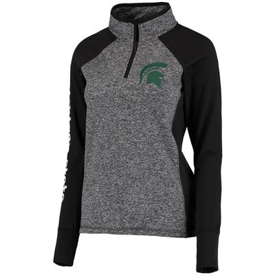 Women's Gray/Black Michigan State Spartans Finalist Quarter-Zip Pullover Jacket