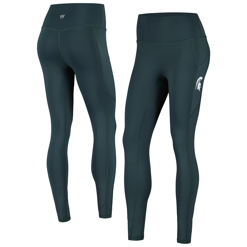 Women's  Green Michigan State Spartans 7/8 Mixed Media Pocket iLeggings