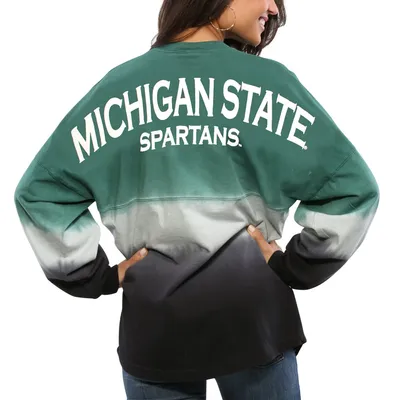 Michigan State Spartans Women's Ombre Long Sleeve Dip-Dyed Spirit Jersey - Green
