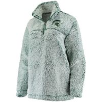 Women's Green Michigan State Spartans Sherpa Super Soft Quarter Zip Pullover Jacket