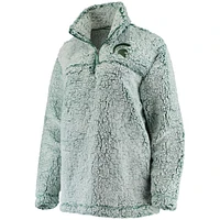 Veste verte Michigan State Spartans Sherpa super douce avec fermeture éclair sur le quart pour femme