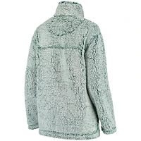 Veste verte Michigan State Spartans Sherpa super douce avec fermeture éclair sur le quart pour femme