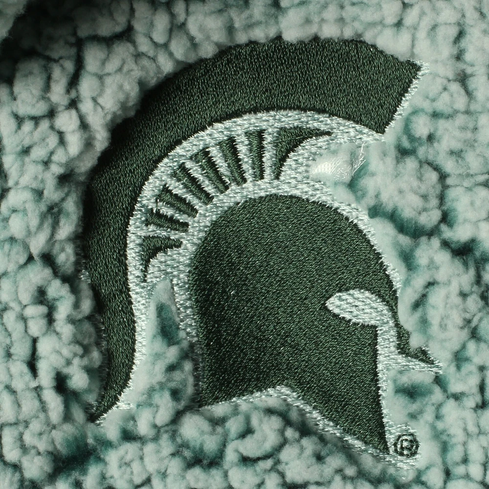 Veste verte Michigan State Spartans Sherpa super douce avec fermeture éclair sur le quart pour femme