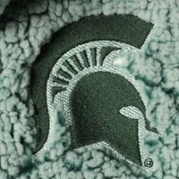 Women's Green Michigan State Spartans Sherpa Super Soft Quarter Zip Pullover Jacket