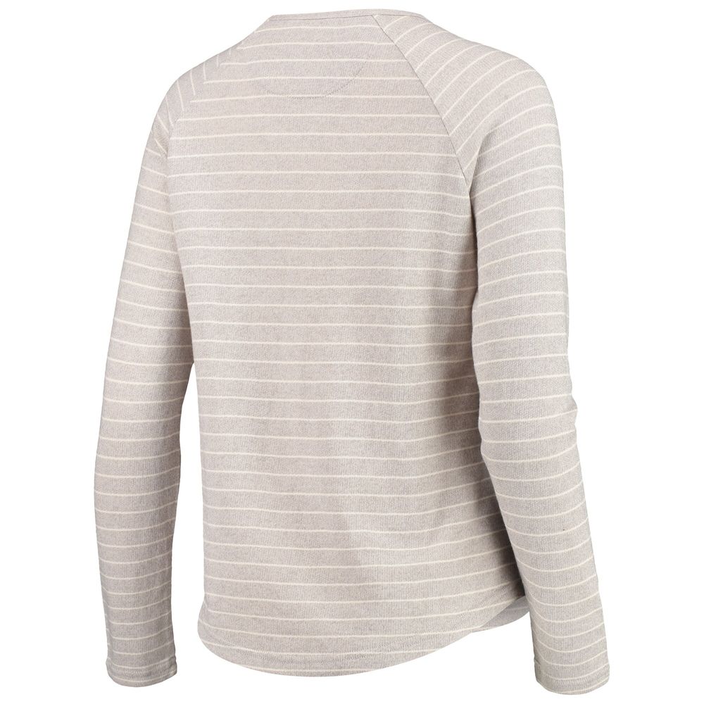 Women's Heathered Gray Michigan State Spartans Seaside Striped French Terry Raglan Pullover Sweatshirt