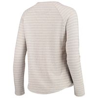 Women's Heathered Gray Michigan State Spartans Seaside Striped French Terry Raglan Pullover Sweatshirt