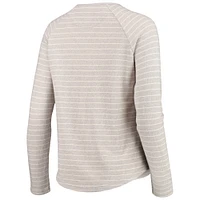 Women's Heathered Gray Michigan State Spartans Seaside Striped French Terry Raglan Pullover Sweatshirt