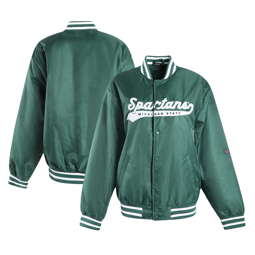 Veste à boutons-pression complète A-Game Varsity des Spartans de l'État du Michigan pour femme Hype and Vice Green