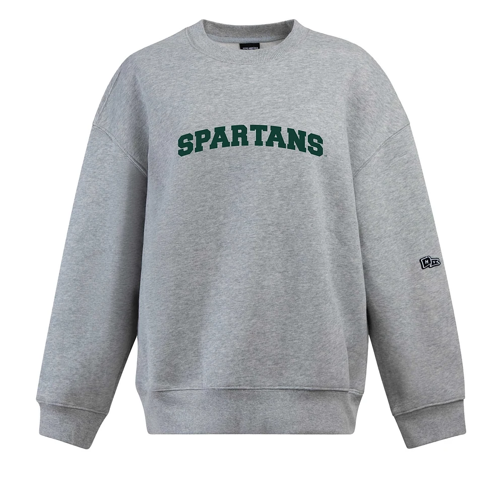 Women's Hype and Vice Heather Gray Michigan State Spartans Offside Pullover Sweatshirt