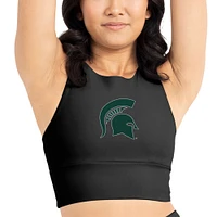 Ensemble soutien-gorge et leggings mi-long doux au beurre Certo pour femmes, Spartans de l'État du Michigan, noir