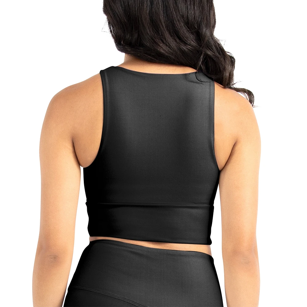 Ensemble soutien-gorge et leggings mi-long doux au beurre Certo pour femmes, Spartans de l'État du Michigan, noir