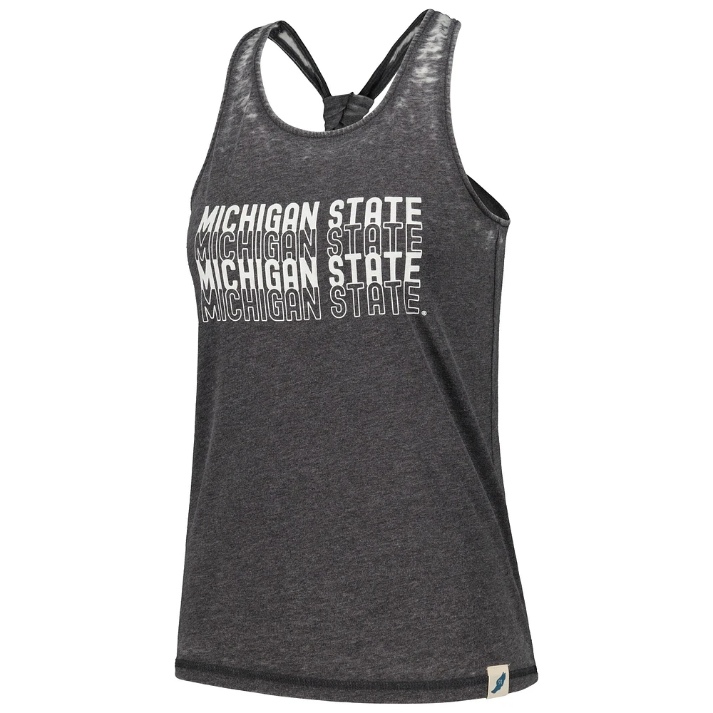 Women's League Collegiate Wear Noir Michigan State Spartans Stacked Name Débardeur dos nageur