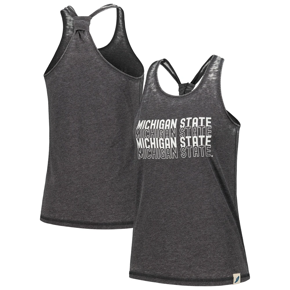 Women's League Collegiate Wear Noir Michigan State Spartans Stacked Name Débardeur dos nageur