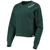 Women's League Collegiate Wear Green Michigan State Spartans Corded Timber Cropped Pullover Sweatshirt