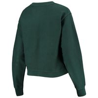 Women's League Collegiate Wear Green Michigan State Spartans Corded Timber Cropped Pullover Sweatshirt