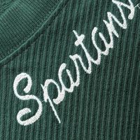 Women's League Collegiate Wear Green Michigan State Spartans Corded Timber Cropped Pullover Sweatshirt