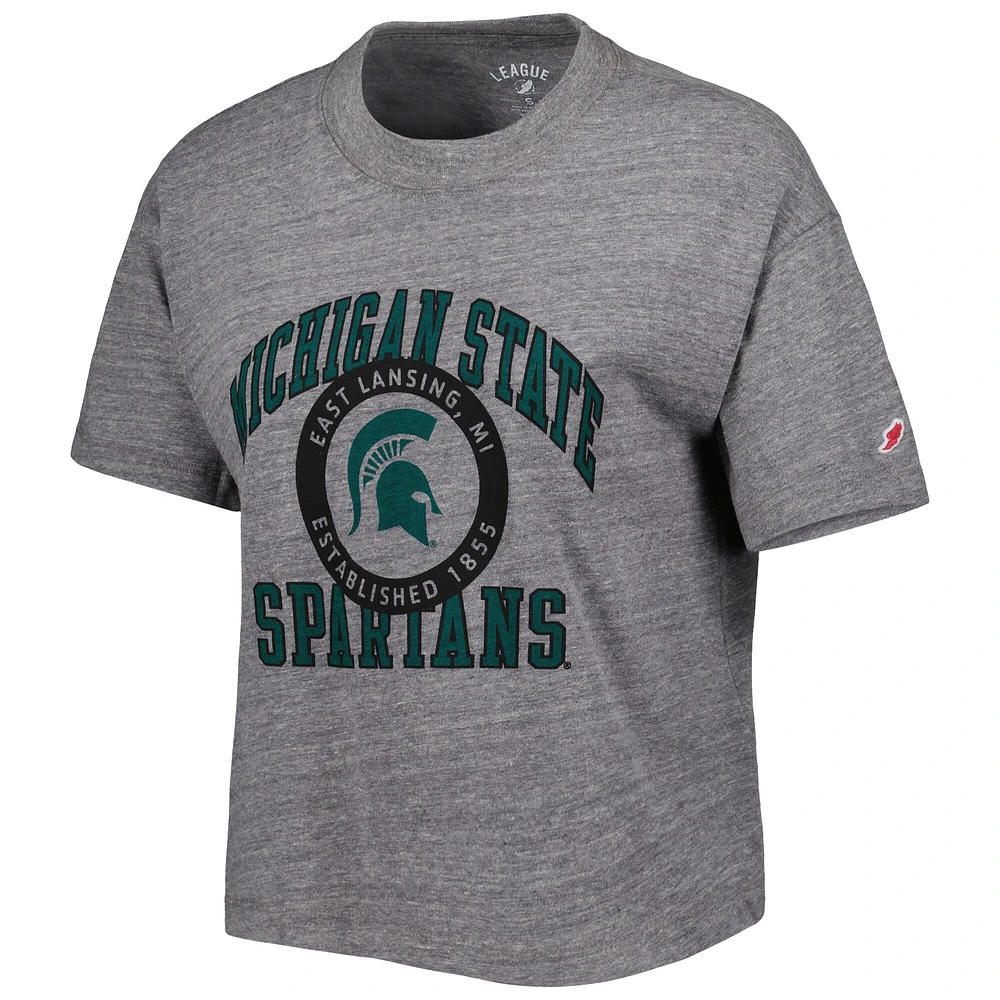 Women's League Collegiate Wear Heather Gray Michigan State Spartans Intramural Midi Seal Tri-Blend T-Shirt