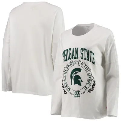 Michigan State Spartans League Collegiate Wear Women's Clothesline Oversized Long Sleeve T-Shirt - White