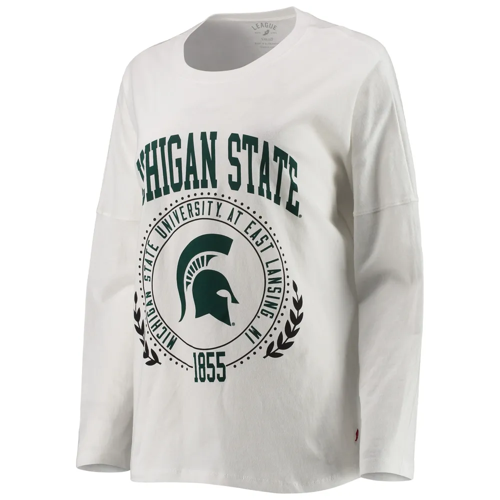 T-shirt surdimensionné à manches longues blanc avec corde linge des Spartans de l'État du Michigan la League Collegiate Wear pour femmes