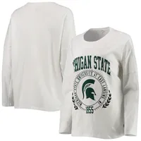 T-shirt surdimensionné à manches longues blanc avec corde linge des Spartans de l'État du Michigan la League Collegiate Wear pour femmes