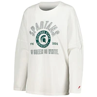 T-shirt surdimensionné à manches longues blanc avec corde linge des Spartans de l'État du Michigan la League Collegiate Wear pour femmes