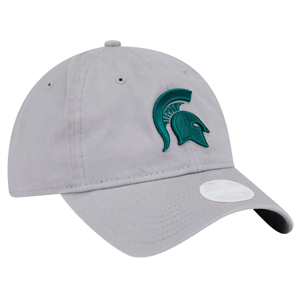 Casquette ajustable 9TWENTY pour femme avec logo Michigan State Spartans de New Era gris