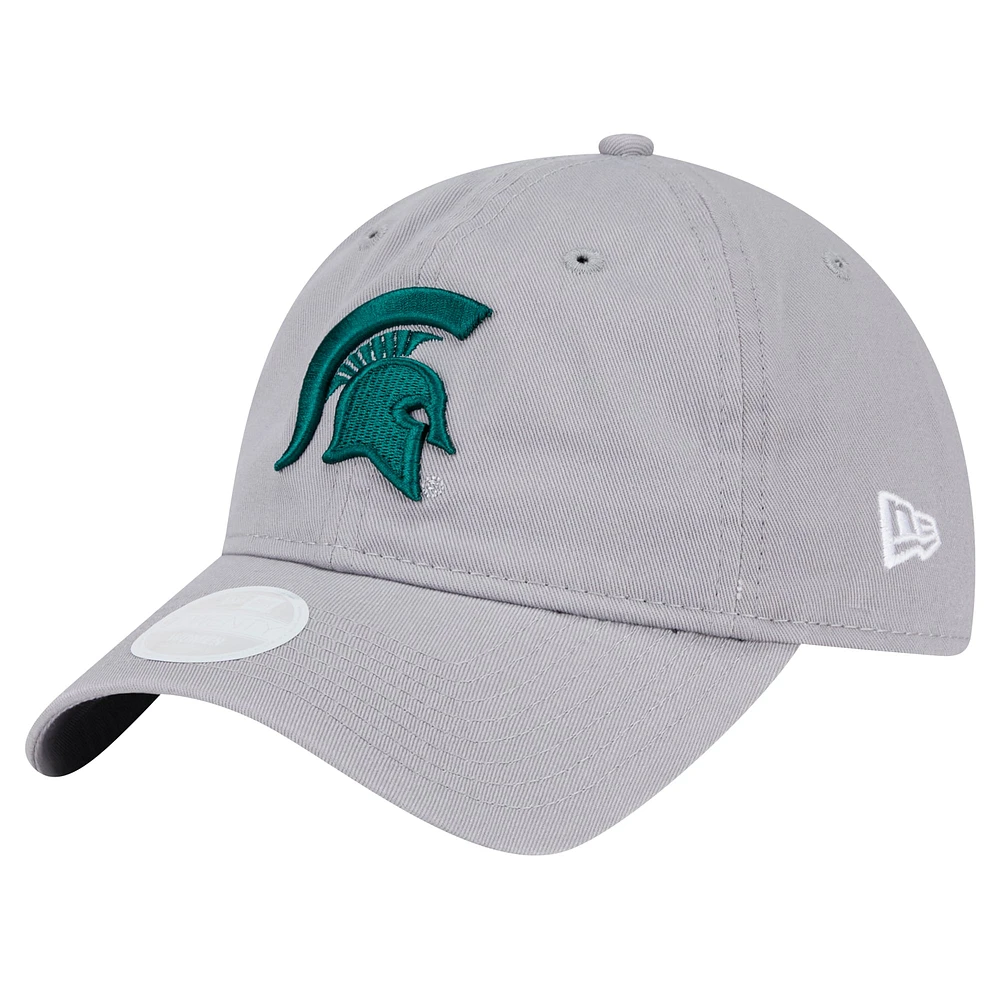 Casquette ajustable 9TWENTY pour femme avec logo Michigan State Spartans de New Era gris