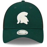 Casquette Snapback verte avec logo Spark Trucker des Spartans de l'État du Michigan New Era pour femme