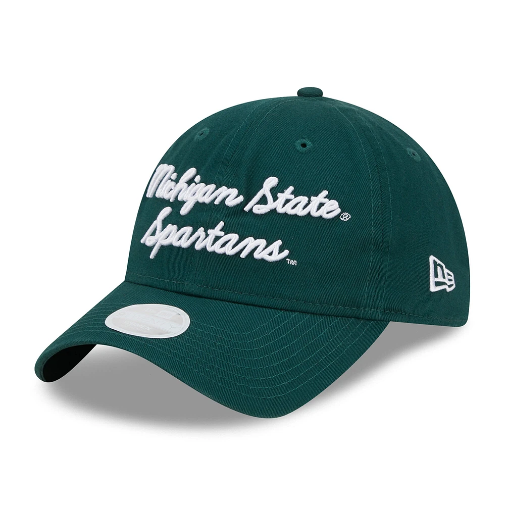 Casquette réglable New Era Michigan State Spartans Script 9TWENTY pour femme