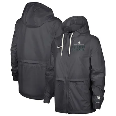 Michigan State Spartans Nike Women's 2-Hit Windrunner Performance Full-Zip Jacket - Anthracite