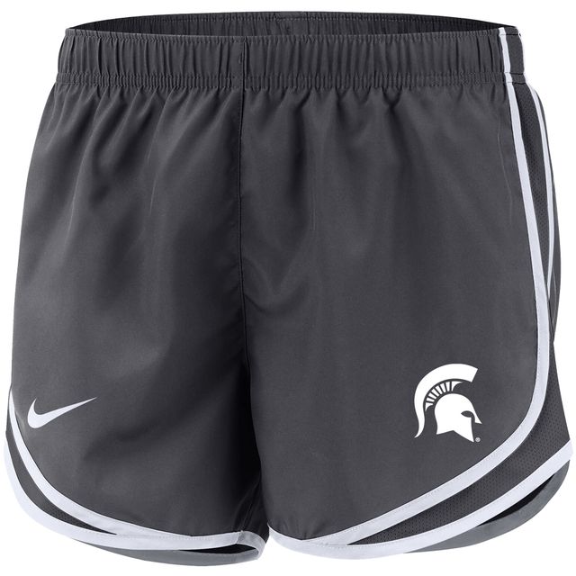 Short de performance Nike Michigan State Spartans Team Tempo pour femme, anthracite