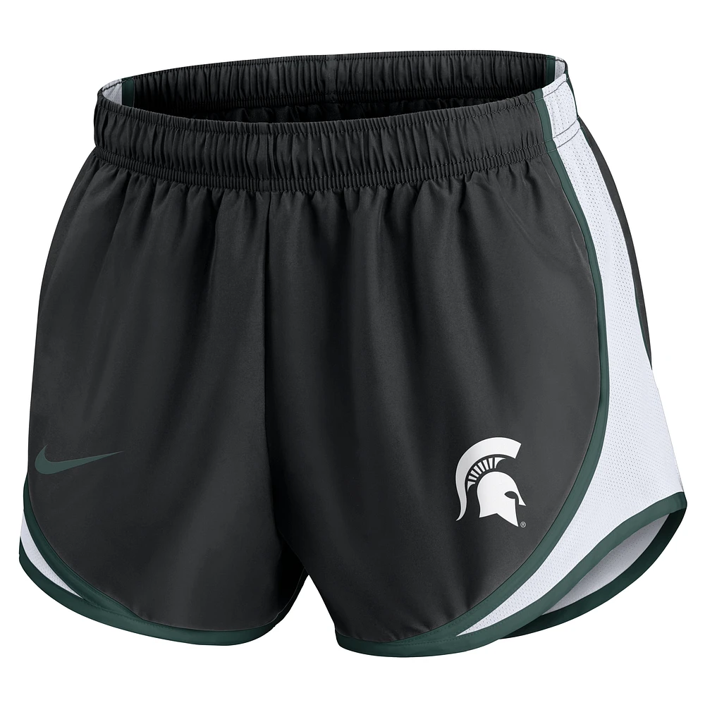 Women's Nike Black Michigan State Spartans Spring Break Tempo Performance Shorts