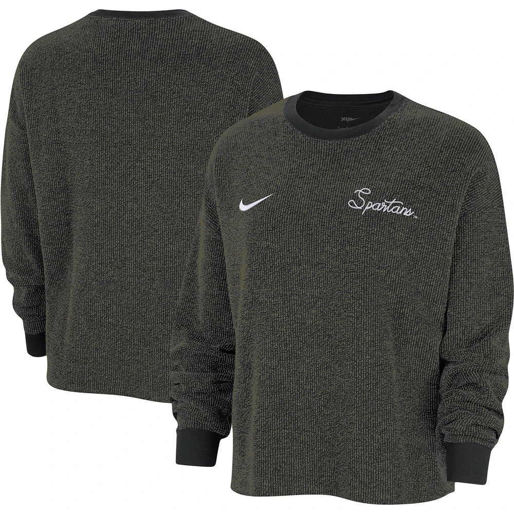 Sweat-shirt Nike noir Michigan State Spartans Yoga Script pour femme