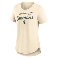 Women's Nike  Cream Michigan State Spartans Script Logo Tri-Blend T-Shirt