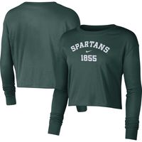 Women's Nike Green Michigan State Spartans Est. Cropped Long Sleeve T-Shirt