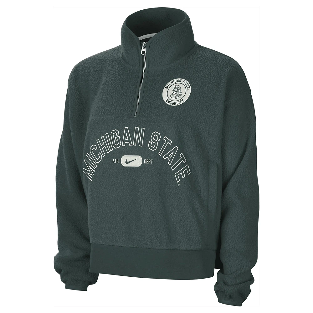 Women's Nike Green Michigan State Spartans Fly Fleece Quarter-Zip Jacket