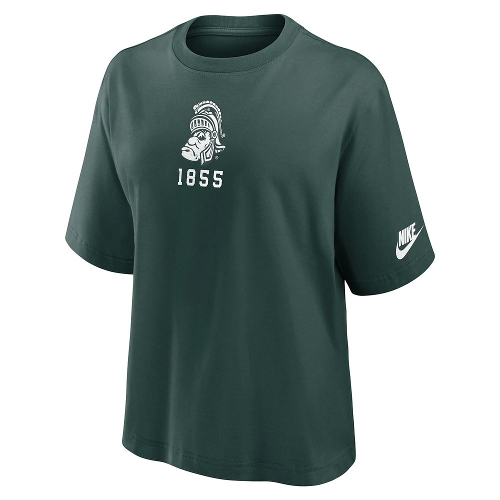 Women's Nike Green Michigan State Spartans Legacy Established Boxy T-Shirt
