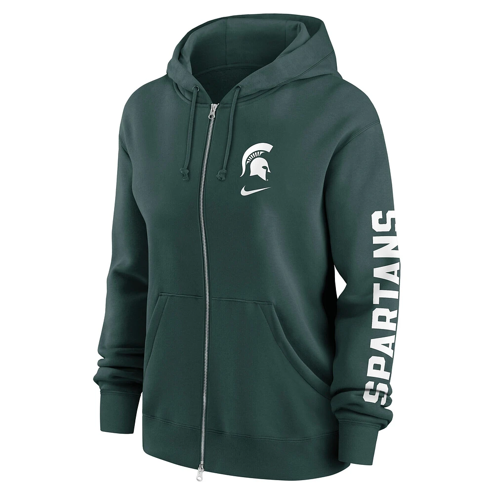 Women's Nike Green Michigan State Spartans Lockup Phoenix Full-Zip Hoodie