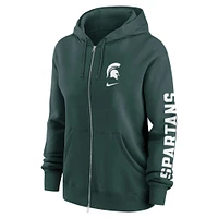 Women's Nike Green Michigan State Spartans Lockup Phoenix Full-Zip Hoodie