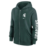 Women's Nike  Green Michigan State Spartans Oversize Lockup Phoenix Full-Zip Hoodie Jacket