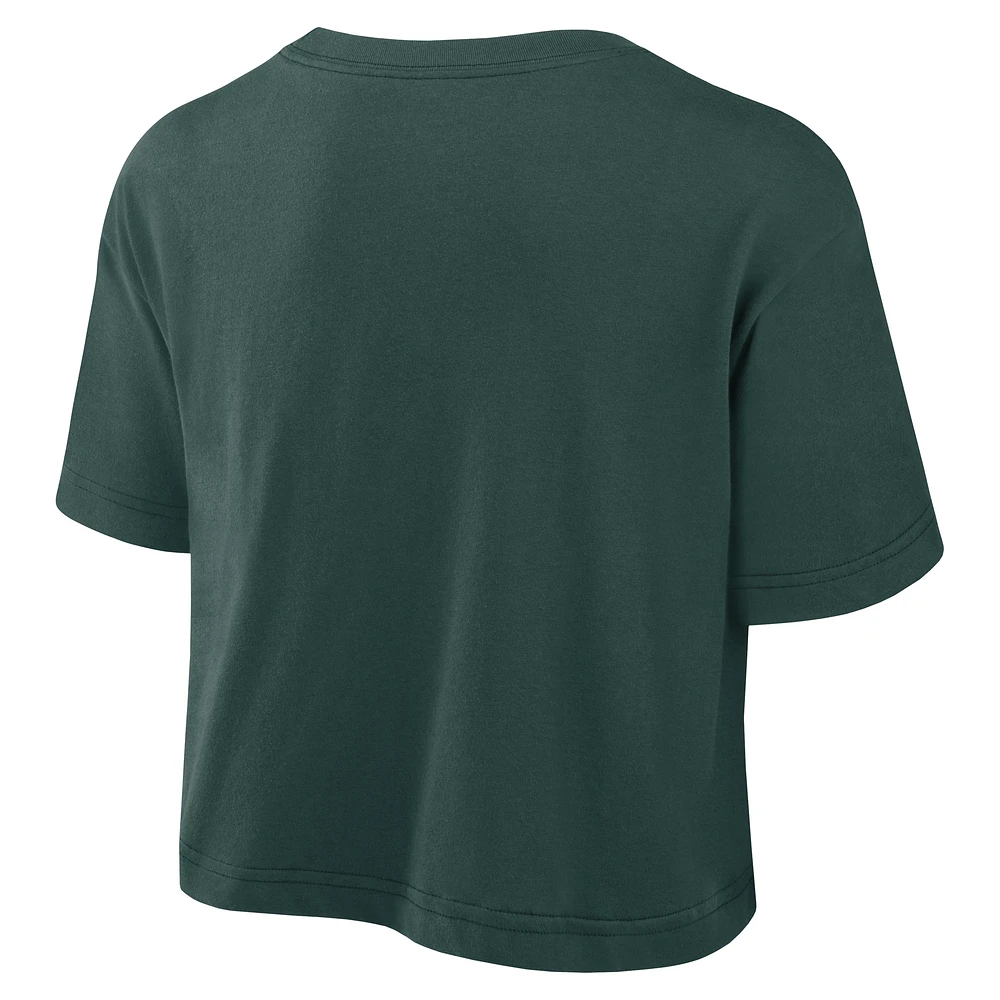 Women's Nike Green Michigan State Spartans Power Pursuit Athletic Prep Arch Performance Cropped T-Shirt