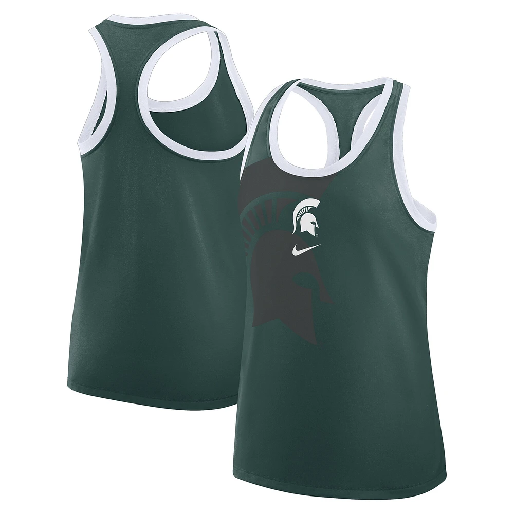 Débardeur Nike vert Michigan State Spartans Primetime Racerback Tri-Blend pour femme
