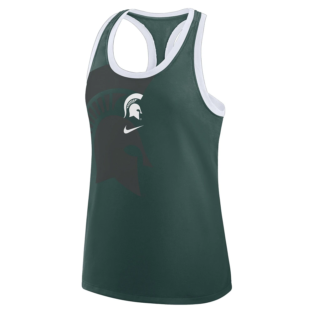 Débardeur Nike vert Michigan State Spartans Primetime Racerback Tri-Blend pour femme