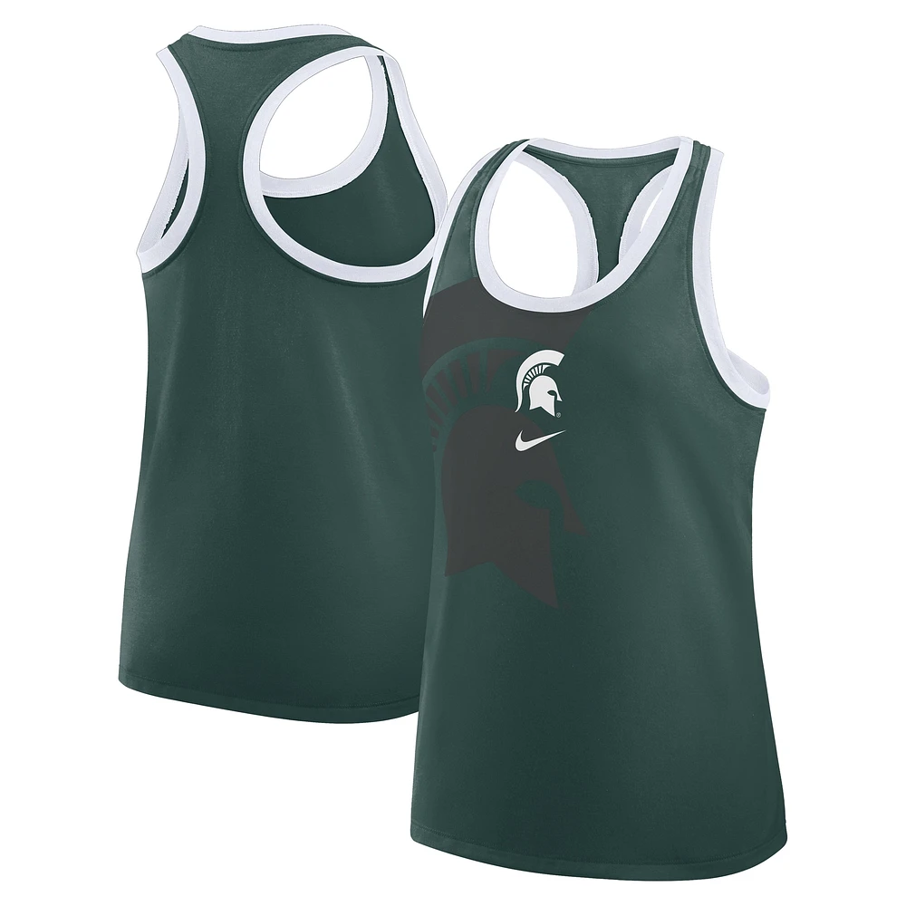 Débardeur Nike vert Michigan State Spartans Primetime Racerback Tri-Blend pour femme