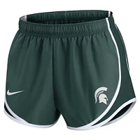 Short Nike Michigan State Spartans Primetime Tempo Performance vert pour femme